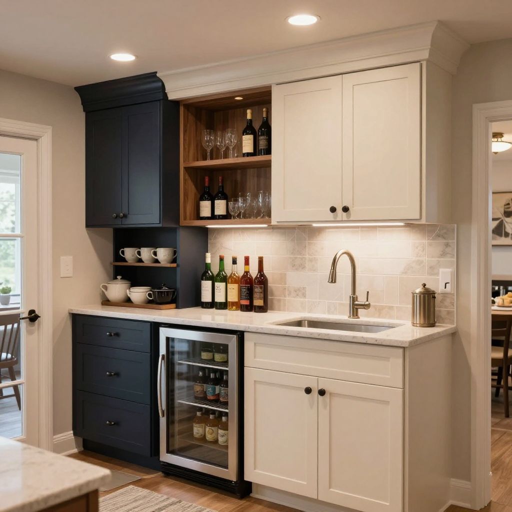 Basement Kitchen With a Beverage Station
