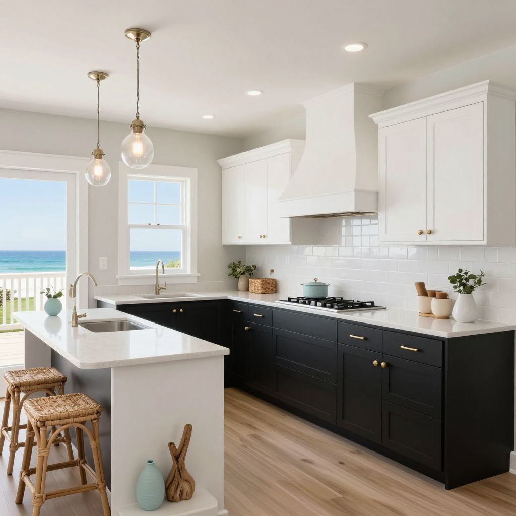 Black cabinets with coastal lightness
