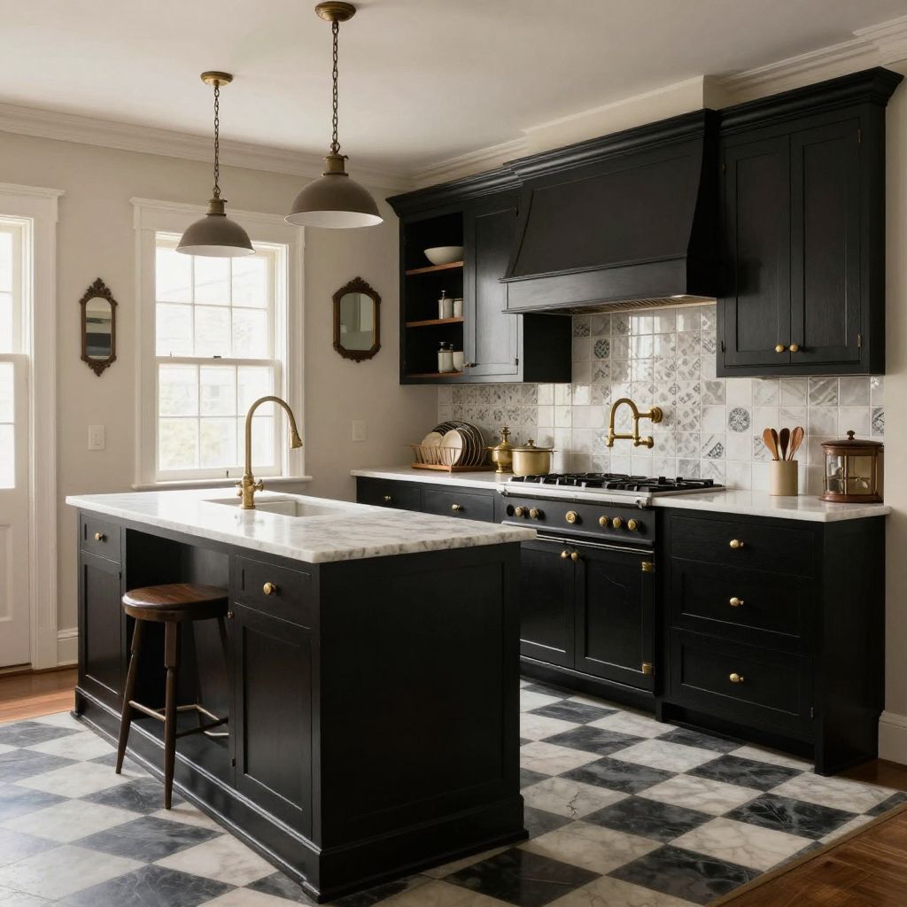 Black kitchen with vintage inspired details