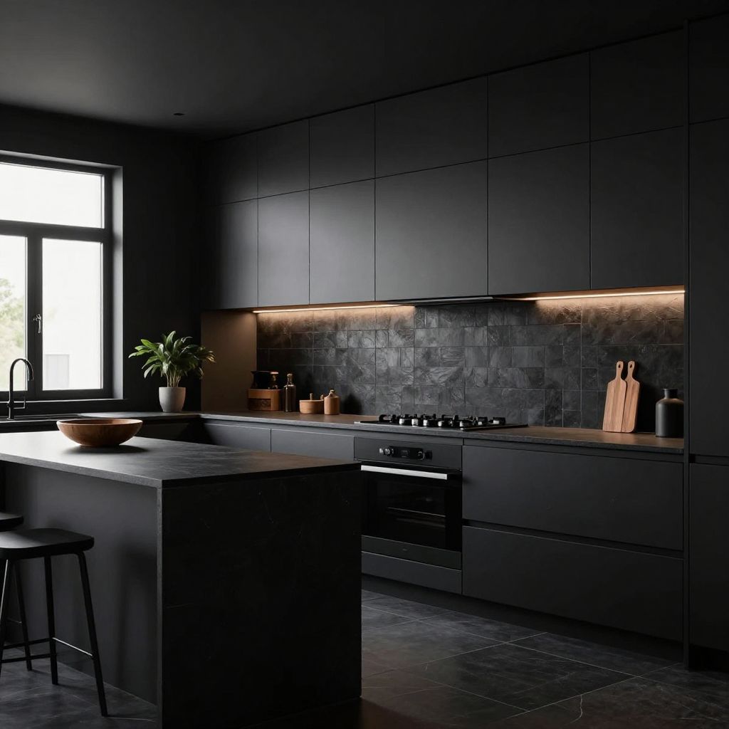 All black kitchen with tonal layers
