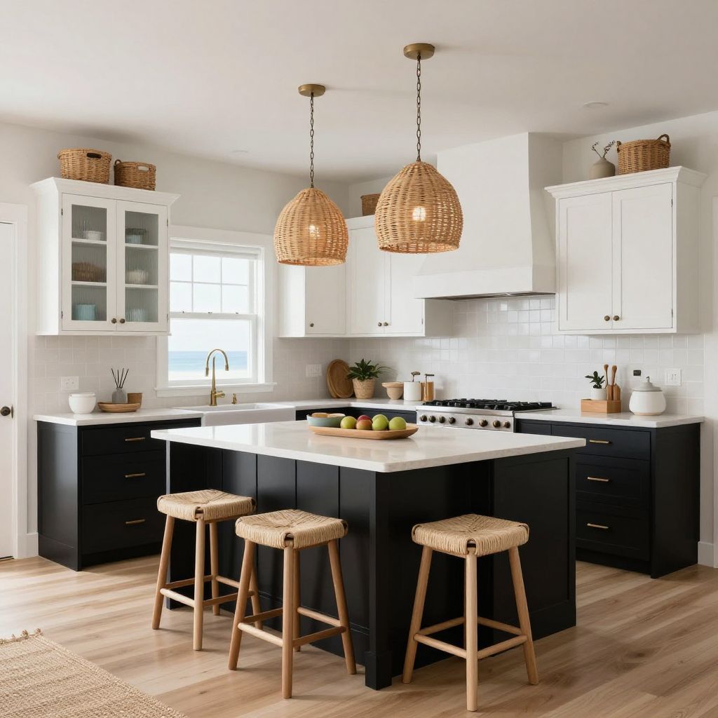 Black kitchen with coastal softness
