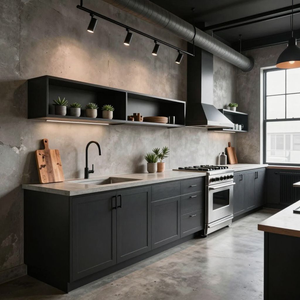 Industrial Kitchen with Dark Metals