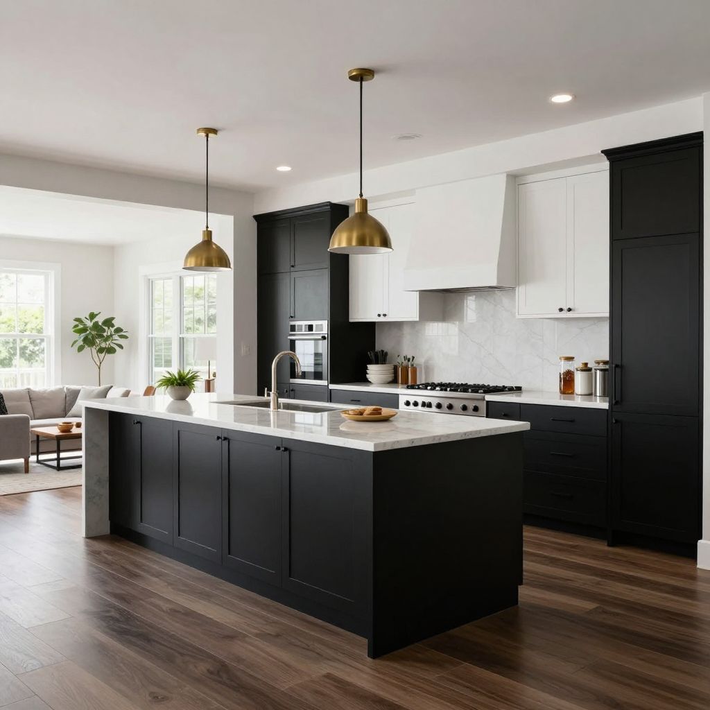 Sleek Black and White Kitchen