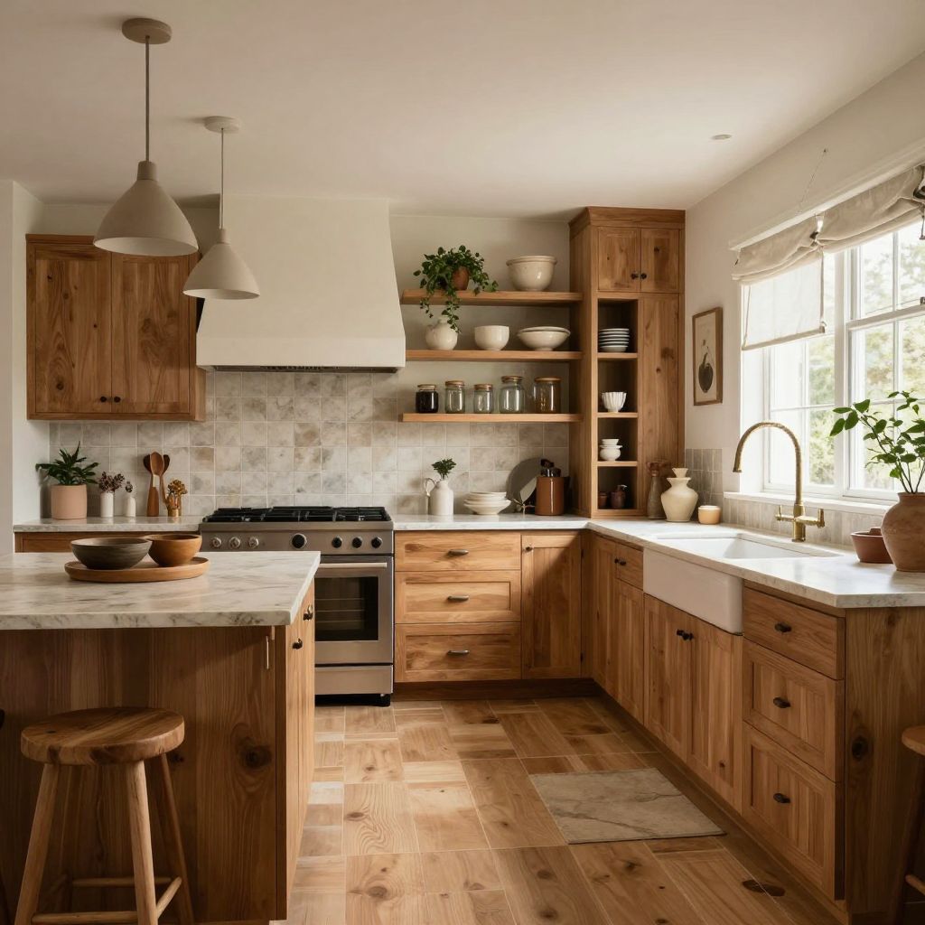Natural stone and handmade texture boho kitchen