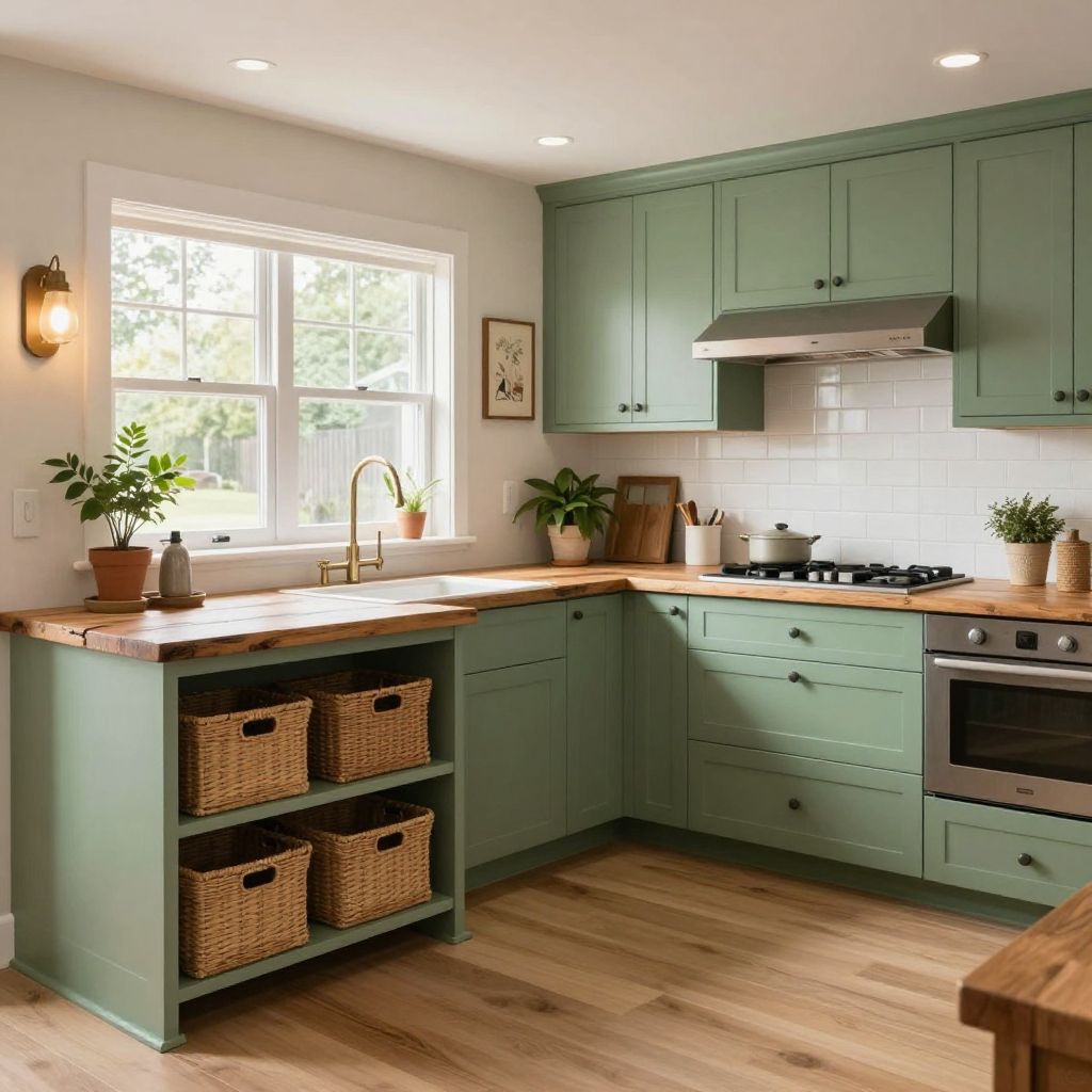 Reclaimed wood style countertop idea