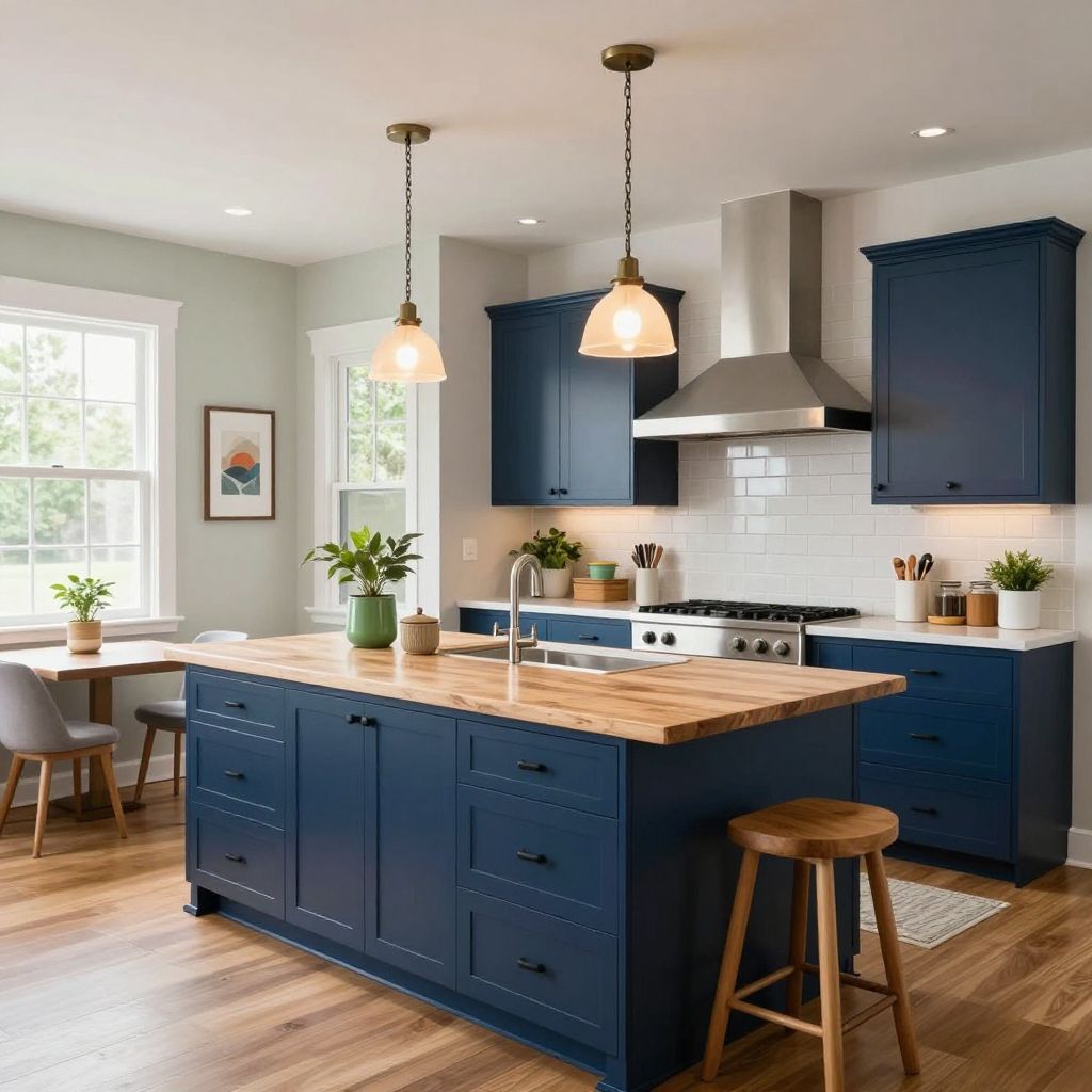 Butcher block accent island countertop idea
