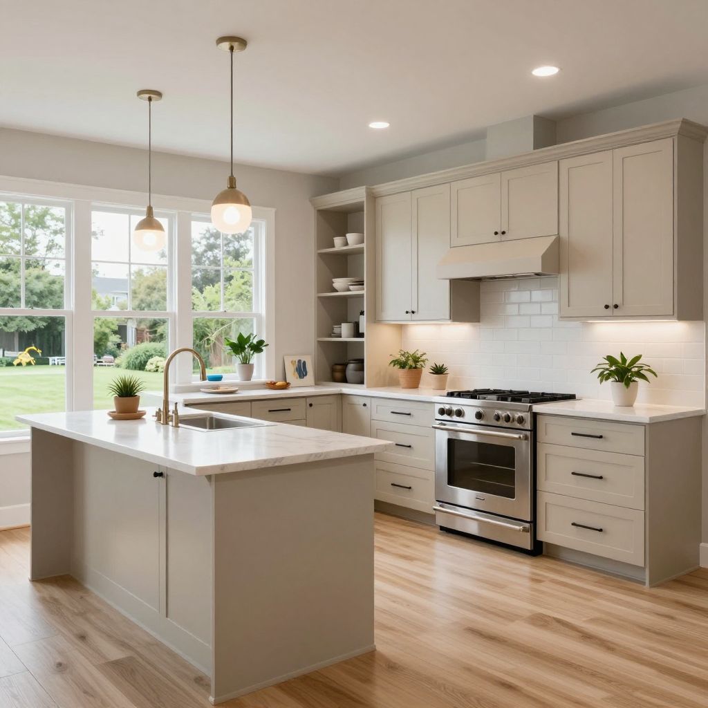 Light quartz look countertop idea
