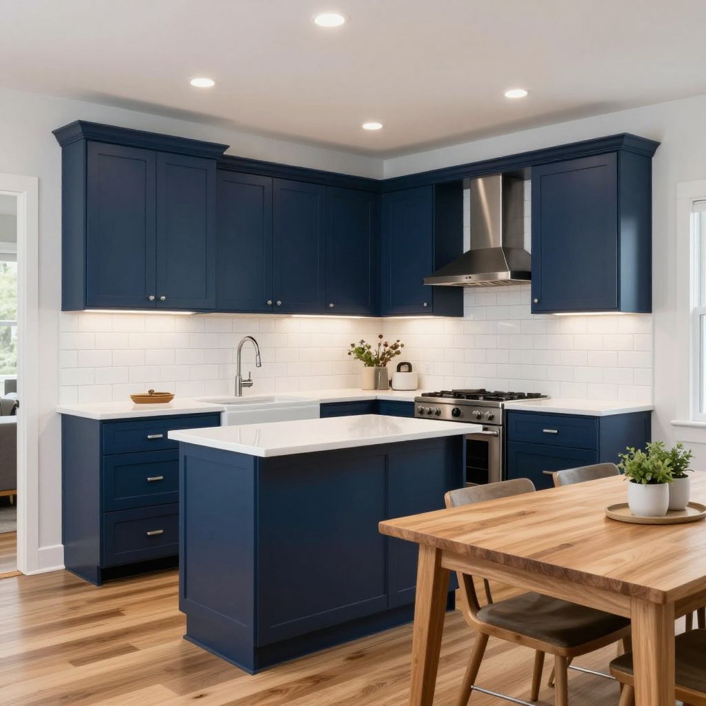 Painted cabinet pairing with countertop contrast idea