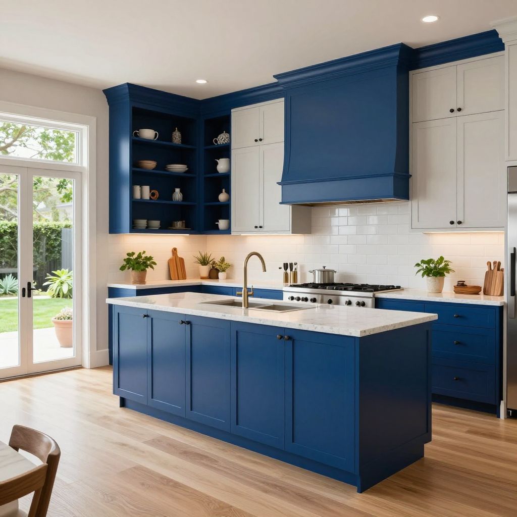 Cobalt Blue Pantry Wall With Pale Surrounds