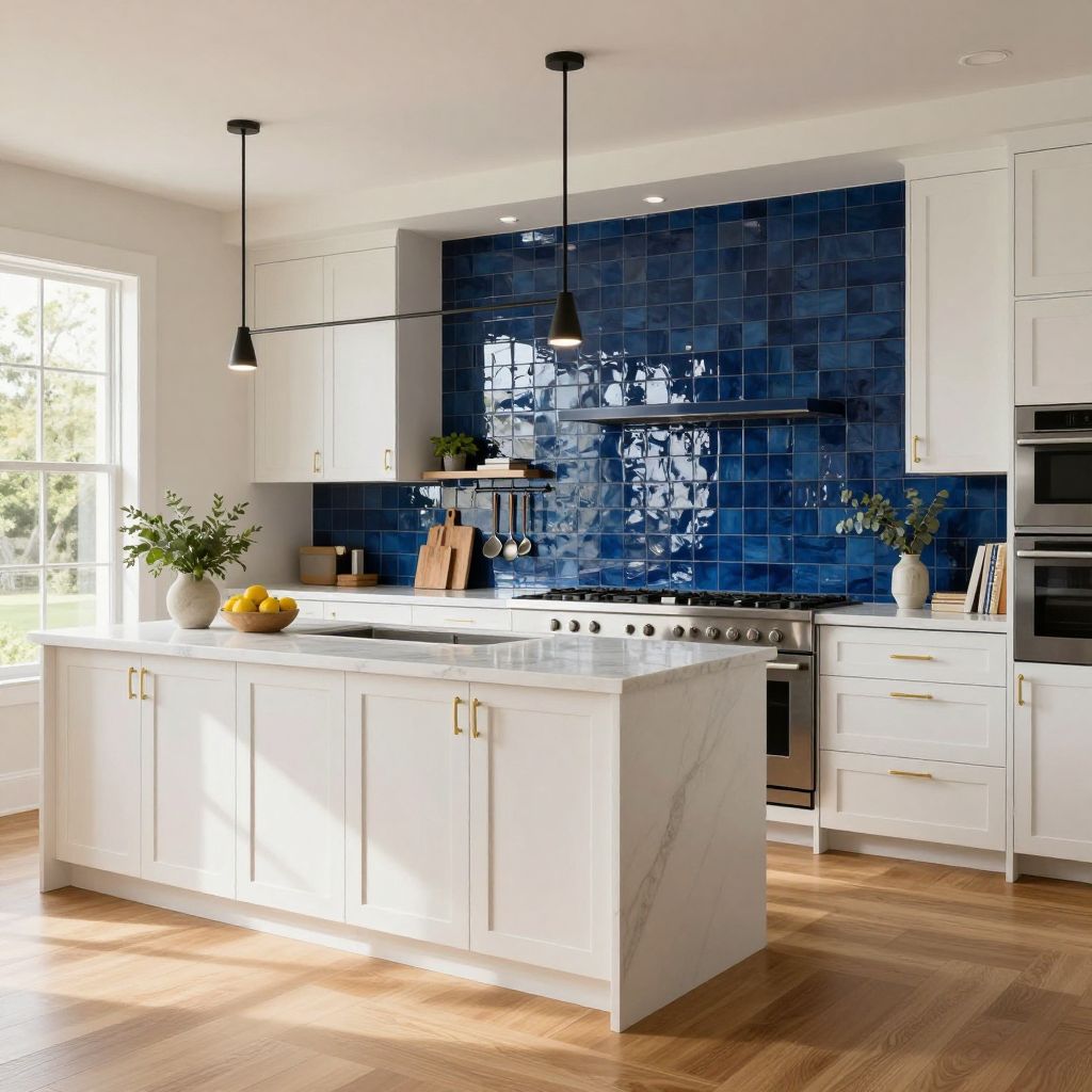 Statement tile feature wall for empty wall in kitchen ideas