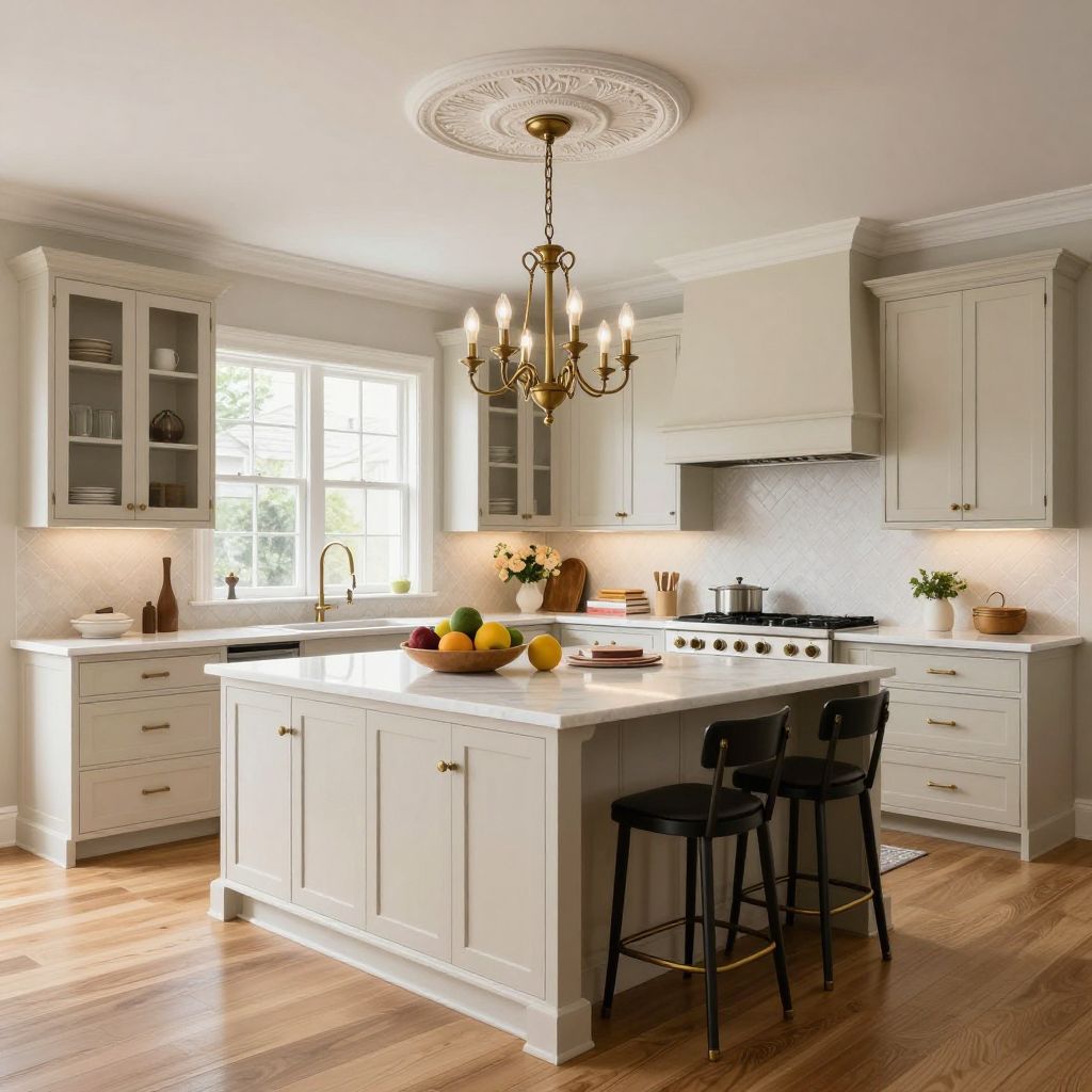 Glossy painted kitchen ceiling idea