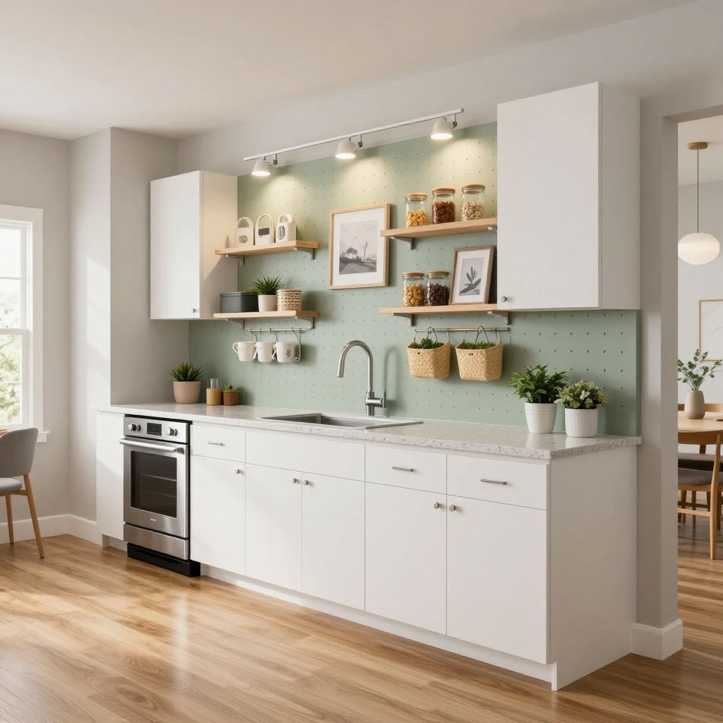 Glass front cabinet kitchen wall idea