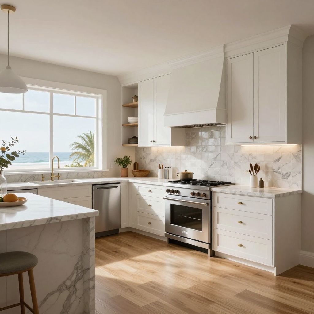 Mixed material backsplash kitchen idea