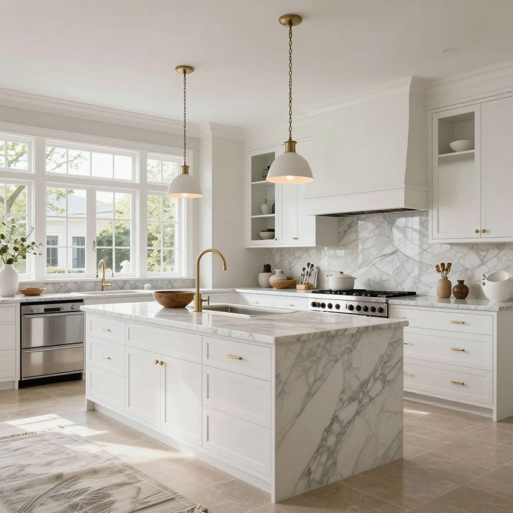Marble mosaic kitchen backsplash idea