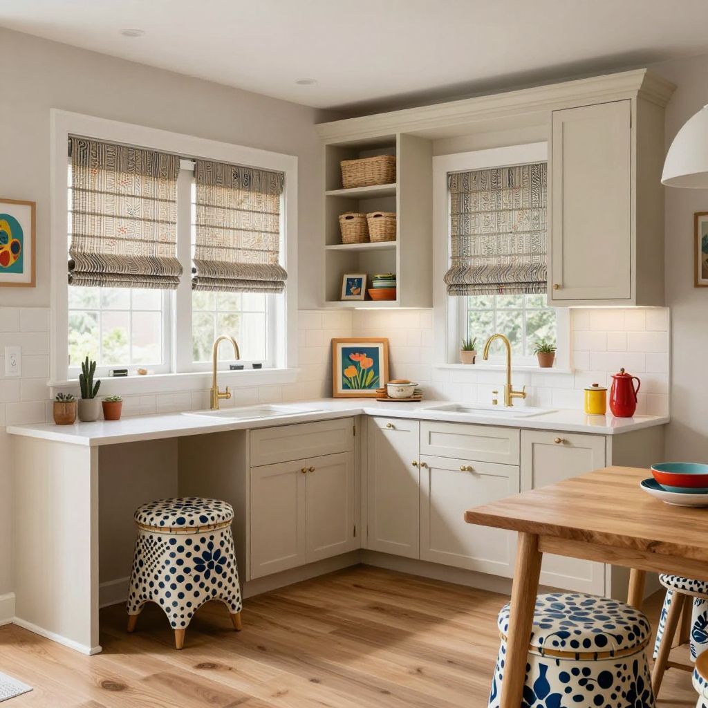 Patterned blinds for a kitchen with personality