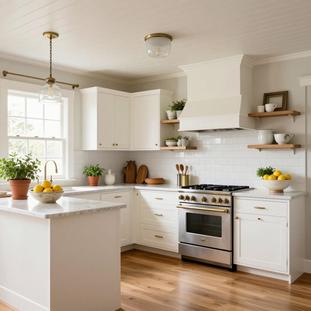 Painted beadboard kitchen ceiling idea
