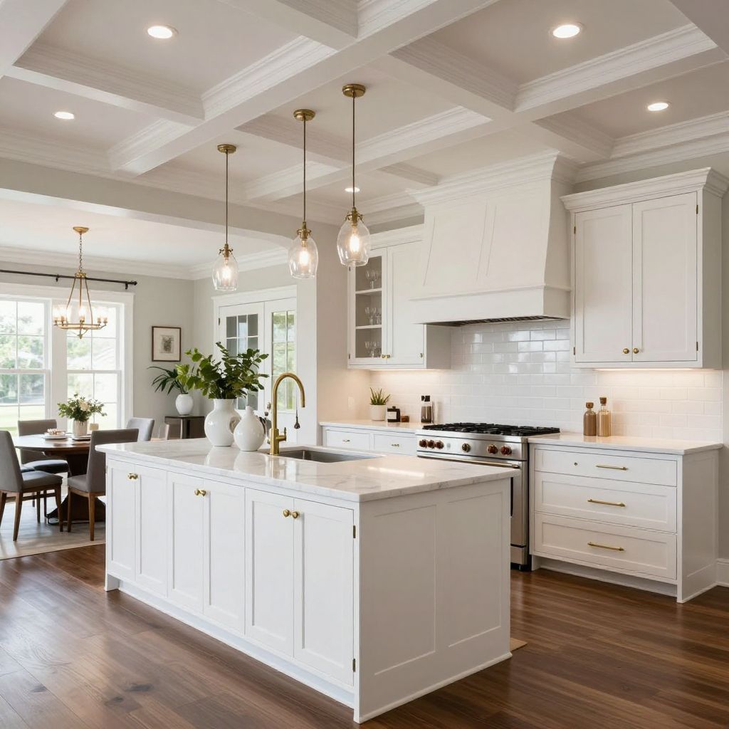 Coffered kitchen ceiling idea