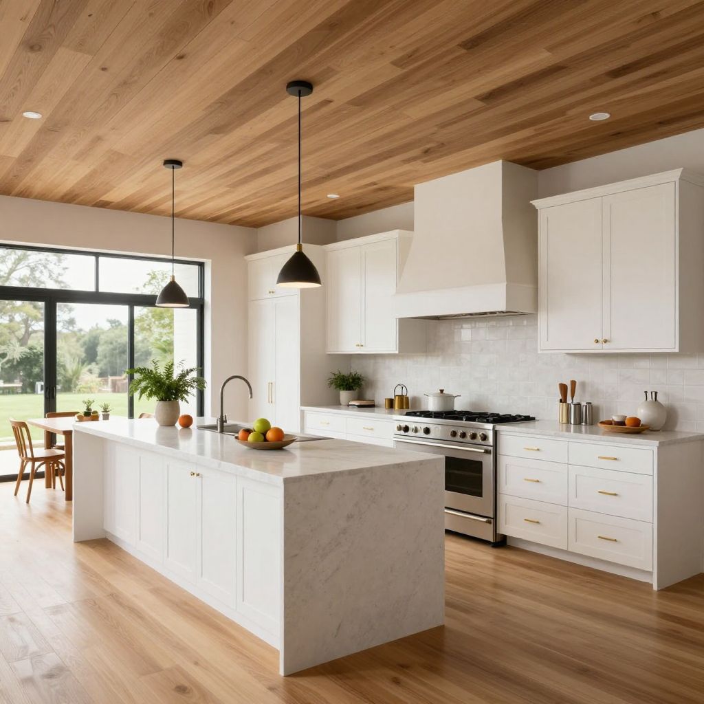 Wood slat kitchen ceiling idea