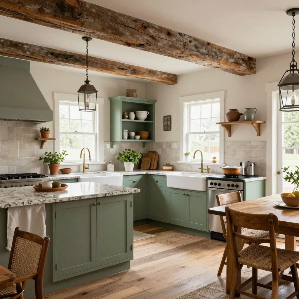 Rustic exposed joists kitchen ceiling idea