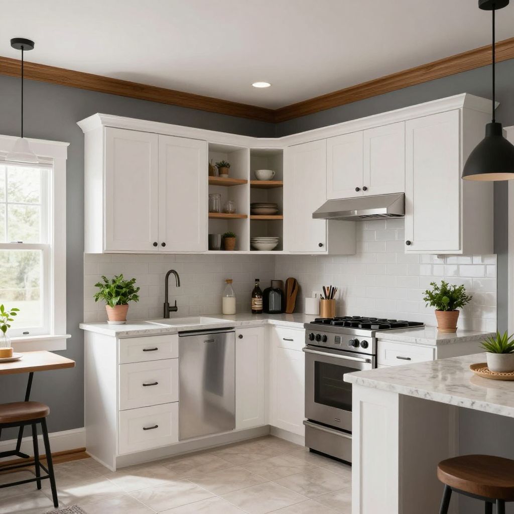 Painted ceiling with contrasting trim kitchen idea