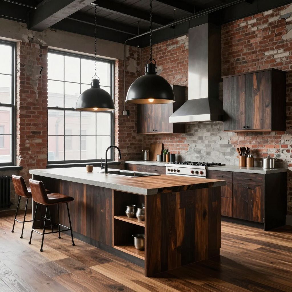 Industrial pendants for a loft style island