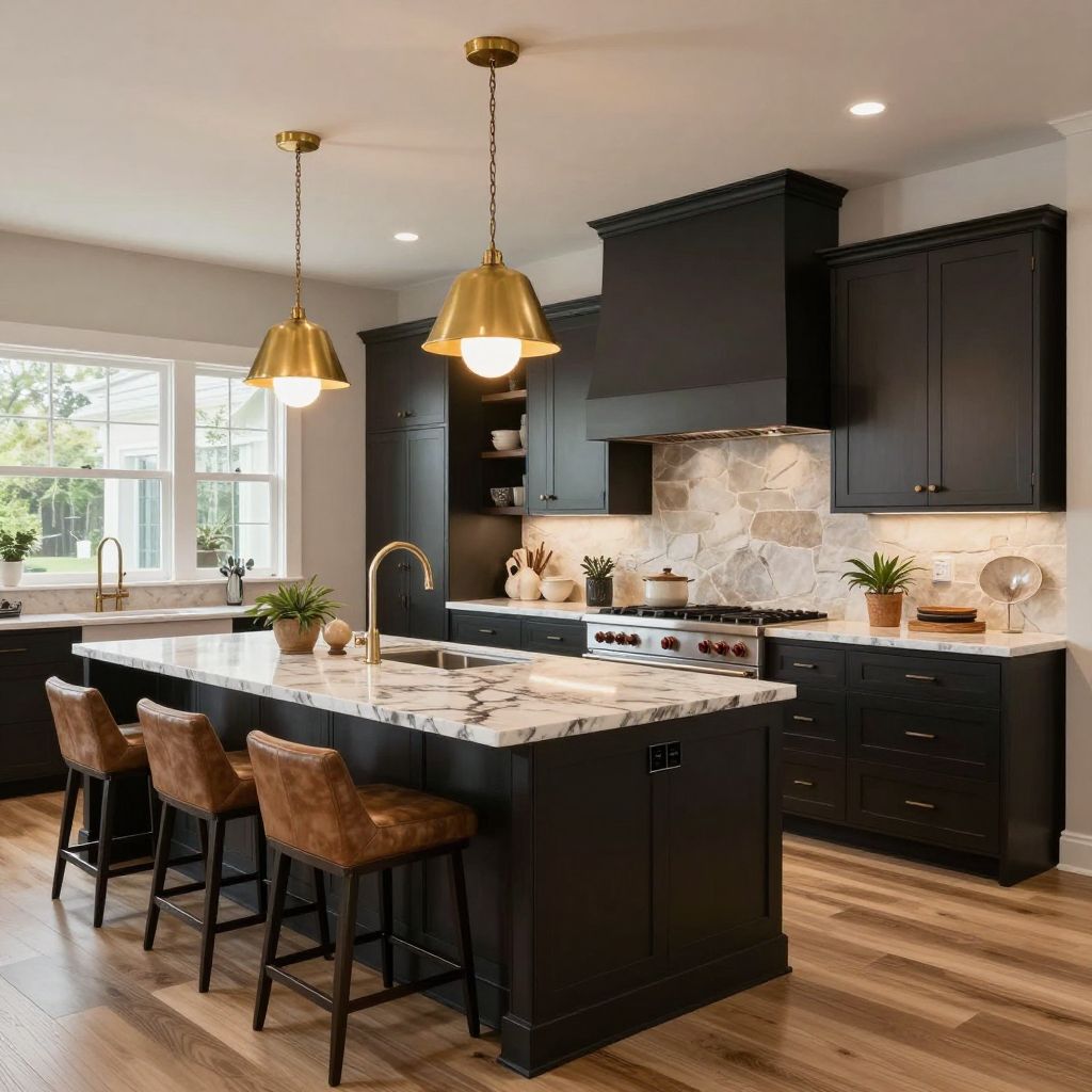 Brass bell pendants for a luxury island look
