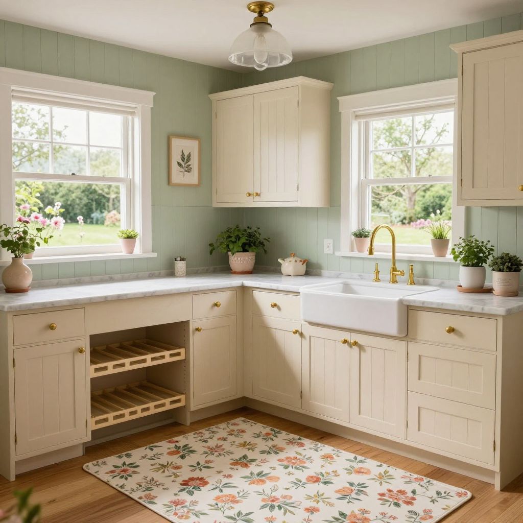 Kitchen rug ideas floral runner