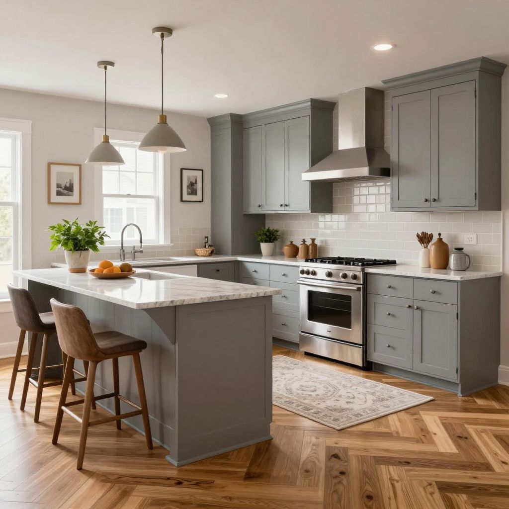 kitchen tile to wood floor transition ideas - herringbone tile meeting plank wood