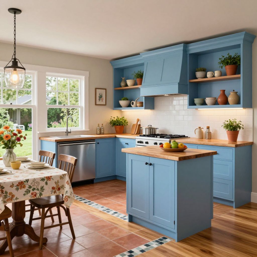 kitchen tile to wood floor transition ideas - decorative mosaic strip