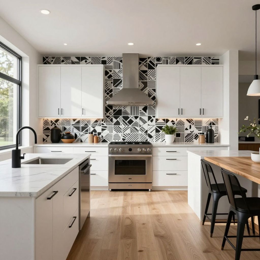 Graphic tiles as wall art