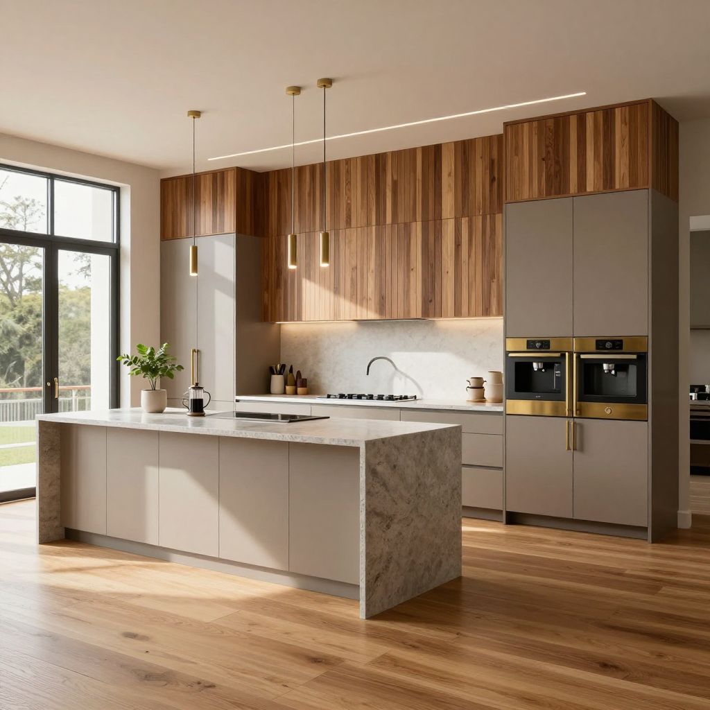 Warm wood slats with hidden storage