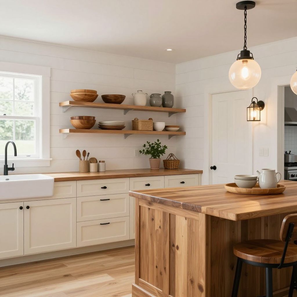 White shiplap kitchen wall idea