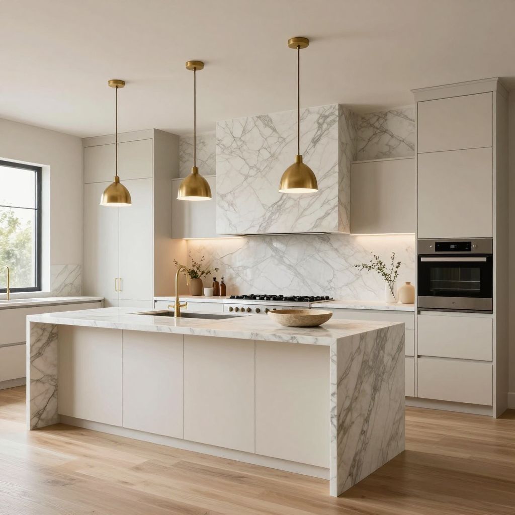 Marble slab kitchen wall idea