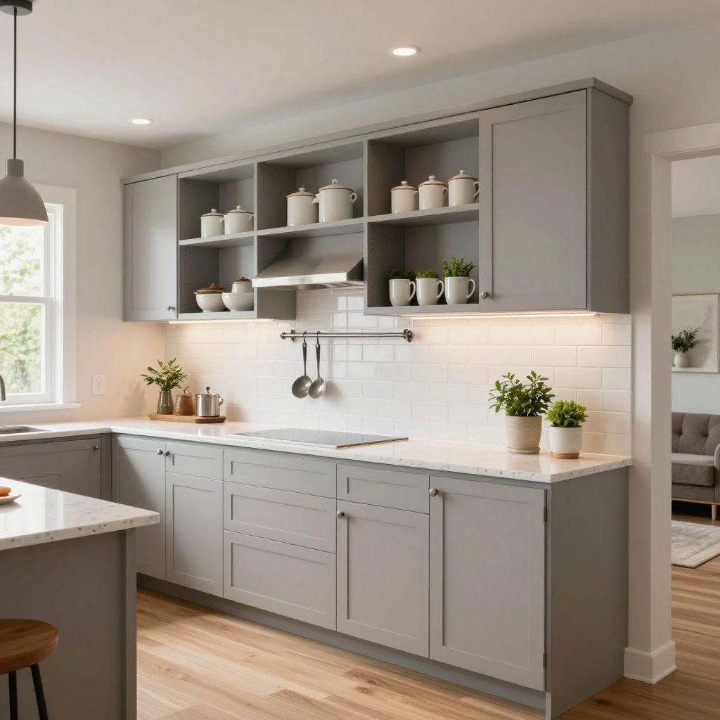 Open rail storage kitchen wall idea