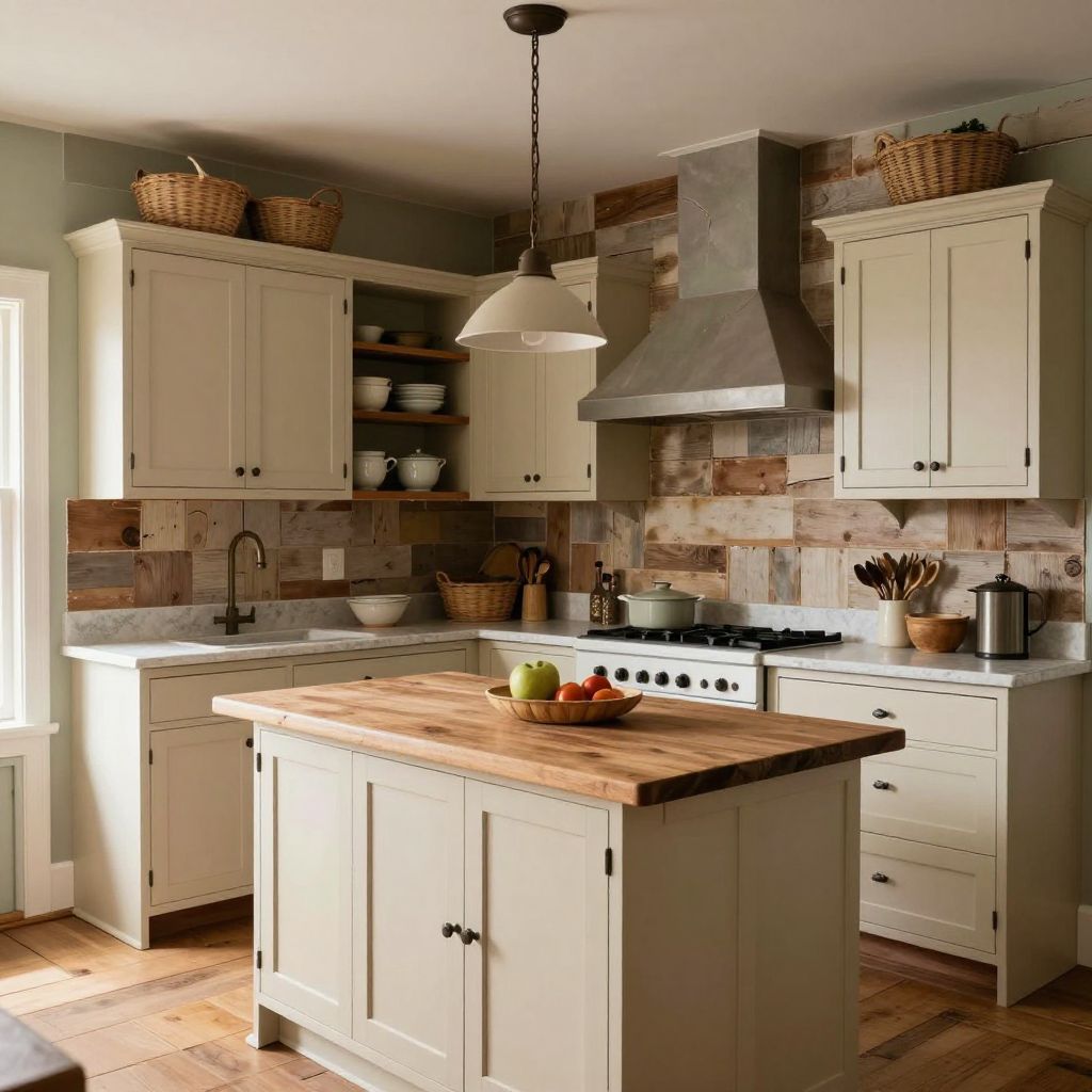 Reclaimed wood rustic kitchen wall idea
