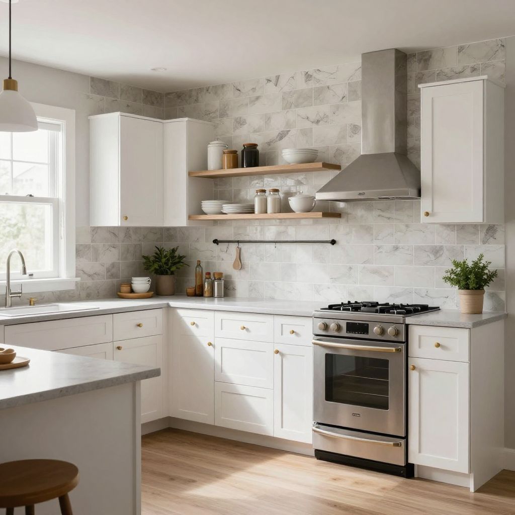 Faux Tile Wallpaper For A Budget Friendly Backsplash Look