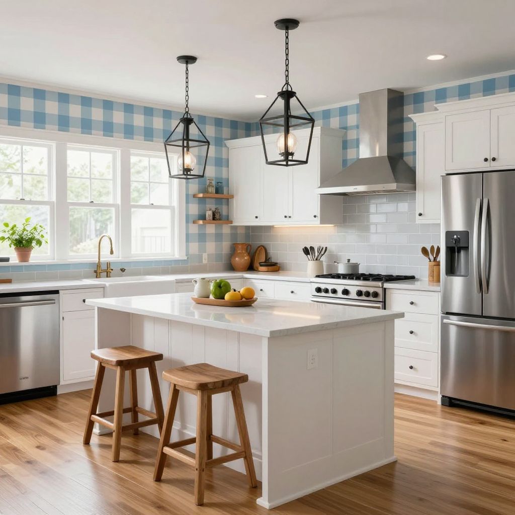 Check Wallpaper For A Friendly Farmhouse Mood