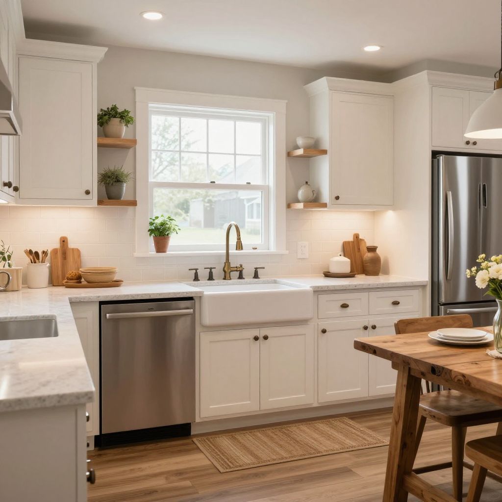 Classic White Window With a Farmhouse Apron Sink