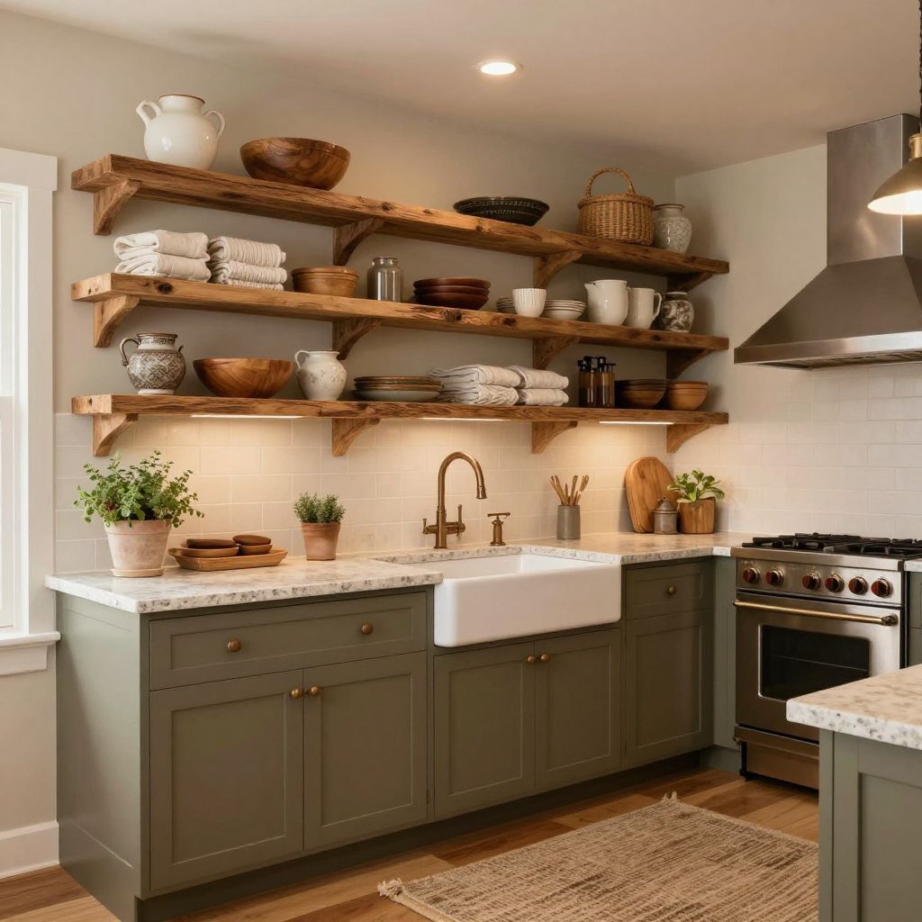 small kitchen shelf ideas rough wood shelves
