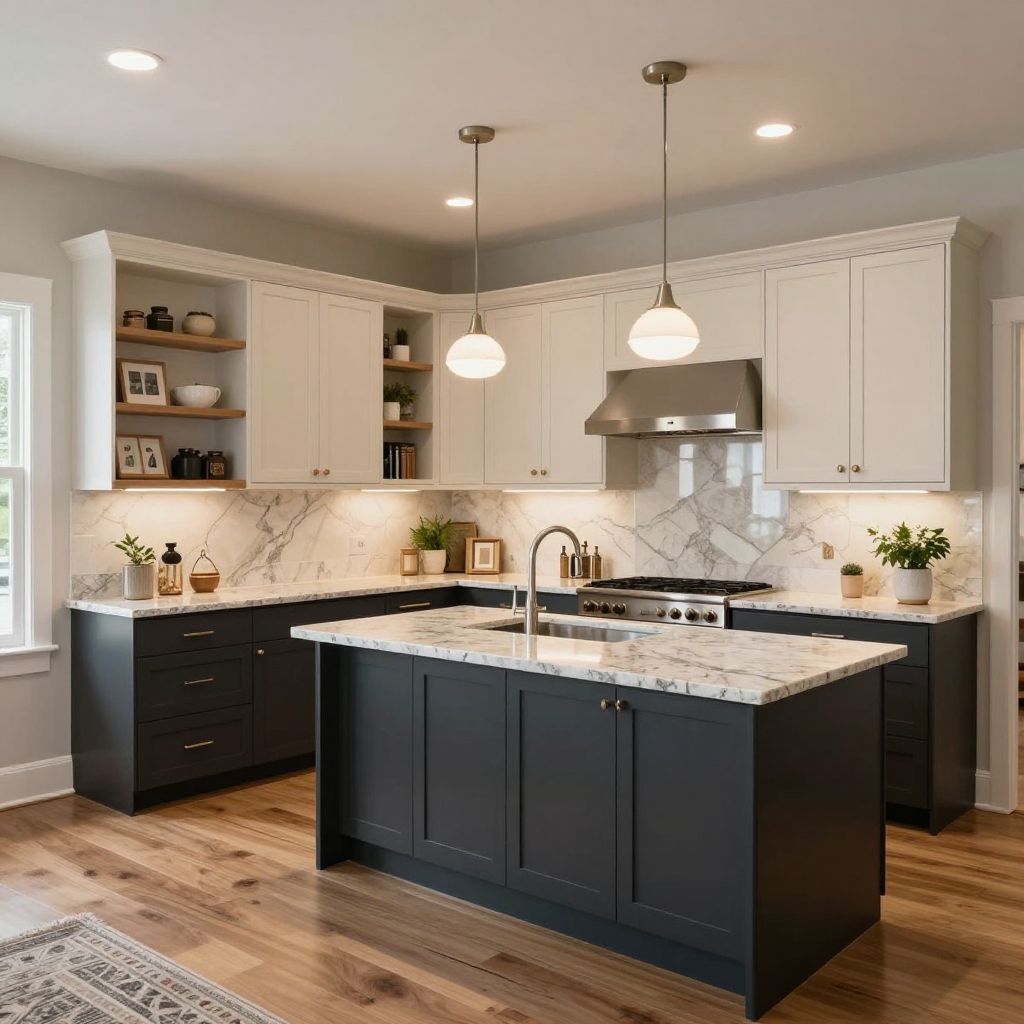 Two tone u shaped kitchen