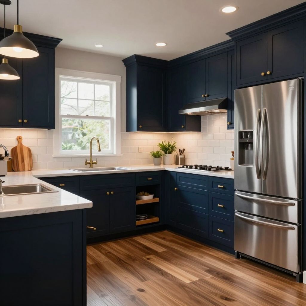 Dark moody u shaped kitchen