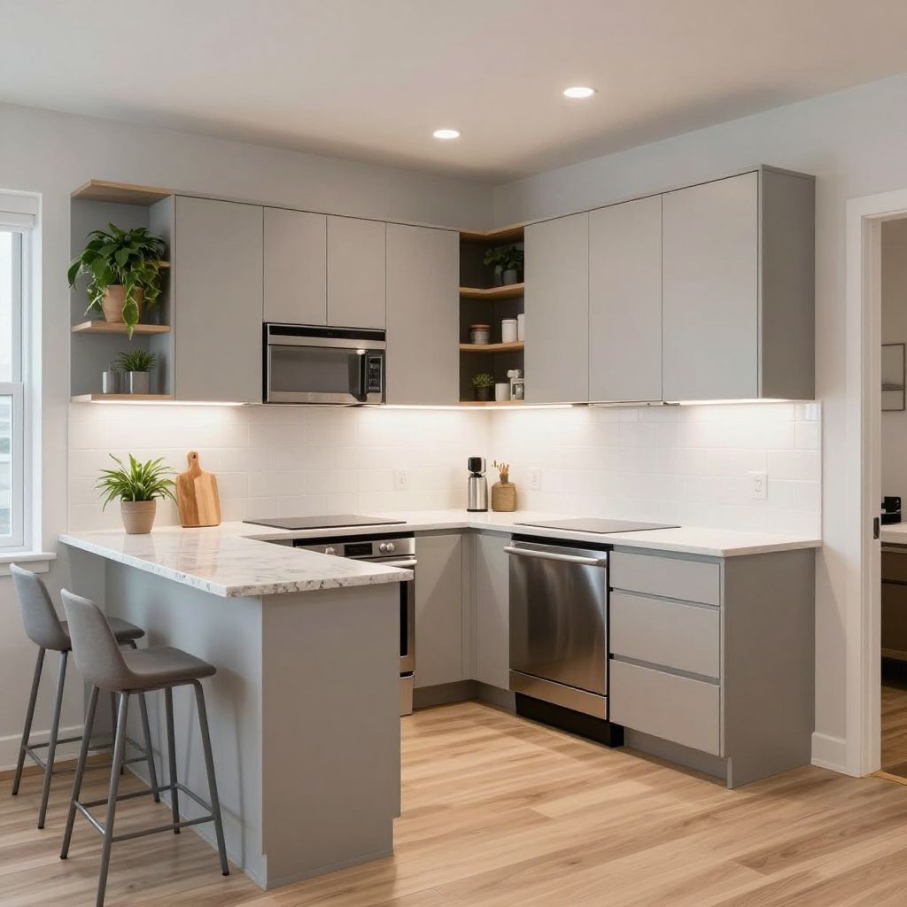 Compact apartment u shaped kitchen