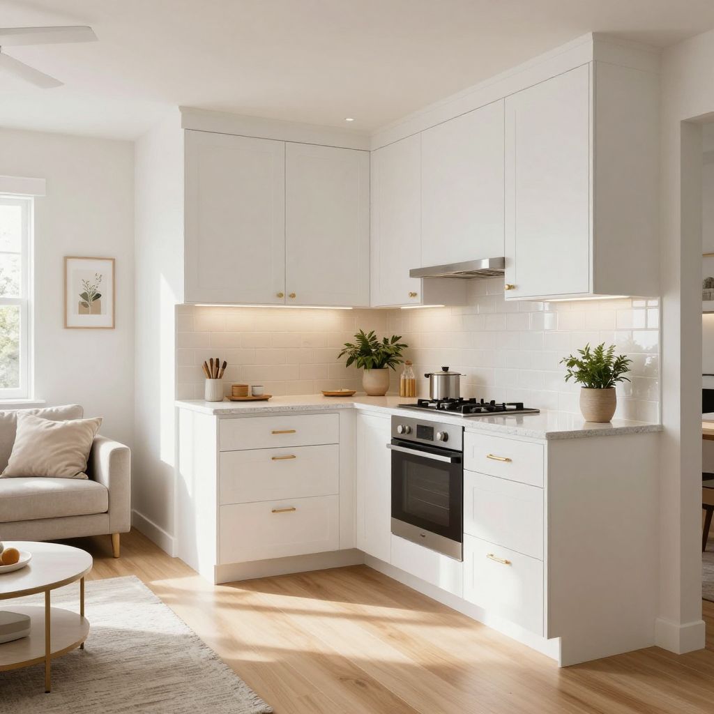 very small open plan kitchen living room idea 1