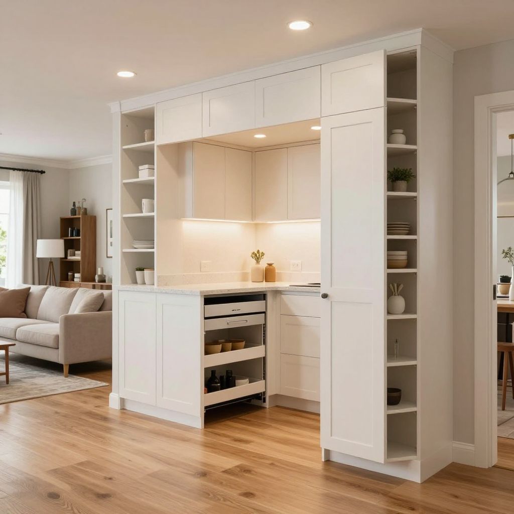 very small open plan kitchen living room idea 12