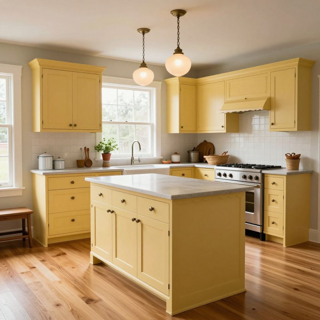 Vintage yellow with scalloped details
