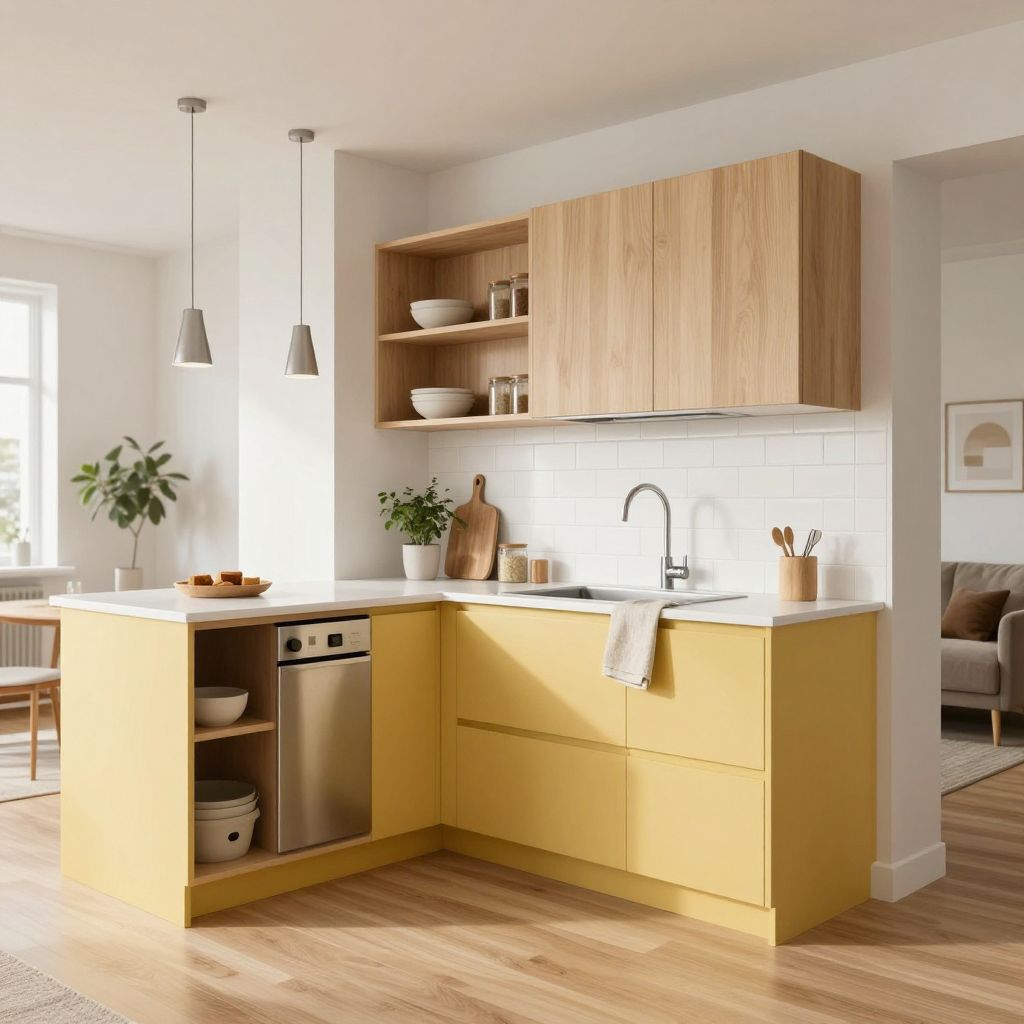 Scandinavian yellow with pale wood