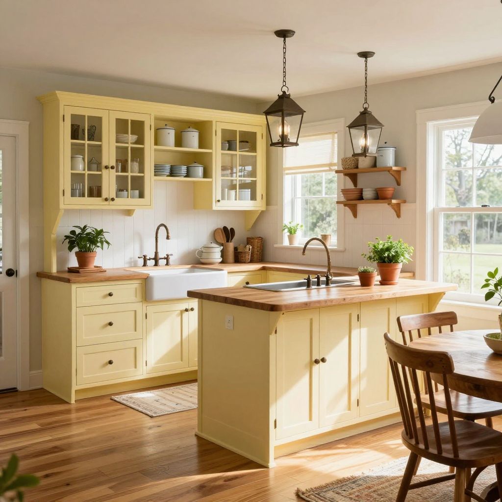 Cream and yellow cottage kitchen